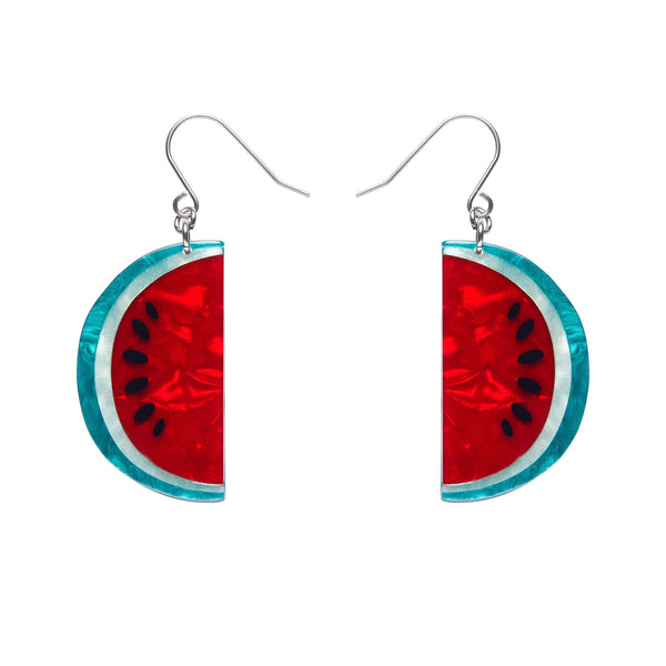 pair Frida Kahlo Collection “Viva La Vida Watermelons” watermelon slice layered resin dangle earrings