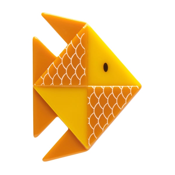 Origami Collection "The Memorable Goldfish" layered resin brooch