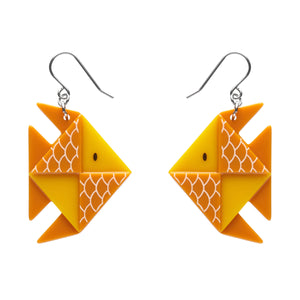 Origami Collection "The Memorable Goldfish" layered resin dangle earrings