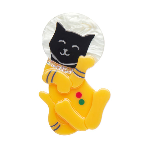 Mission to the Moon Collection "Major Tomcat” layered resin cosmonaut cat brooch
