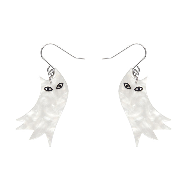pair "Nine Afterlives" layered resin kitty ghost mini dangle earrings
