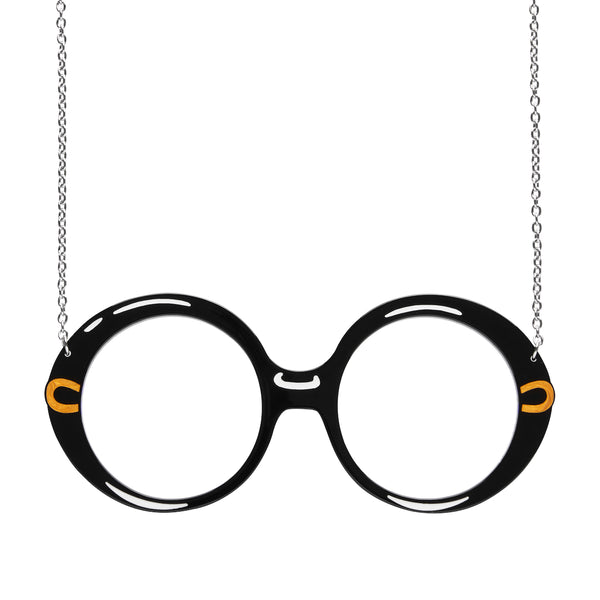 Iris Apfel x Erstwilder collaboration collection "Spectacular Spectacles Iris" acrylic resin pair of round frame glasses pendant necklace