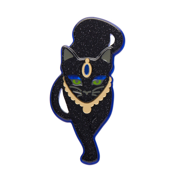 Erstwilder's Spellbound collection "Salem's Lot" glitter black cat layered resin brooch