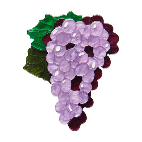 Che Bello! Collection “Sangiovese Sun” layered resin purple grapes bunch brooch