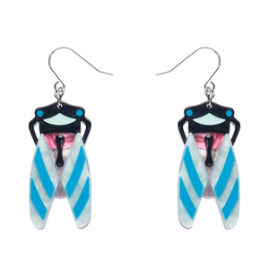 Untamed Elegance Collection "Deco Cicada" Art Deco inspired layered resin dangle earrings