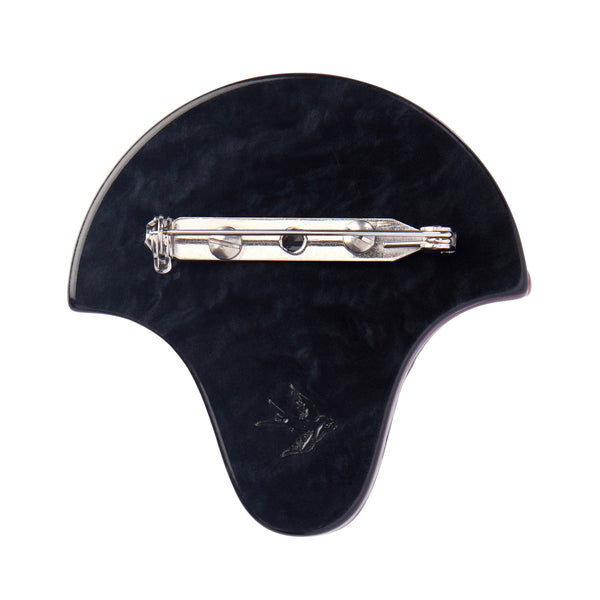 Untamed Elegance Collection "Whispers of the Nile" Art Deco inspired layered resin brooch, showing solid black back view