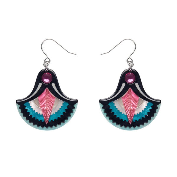 Untamed Elegance Collection "Whispers of the Nile" Art Deco inspired layered resin dangle earrings