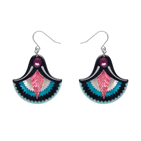 Untamed Elegance Collection "Whispers of the Nile" Art Deco inspired layered resin dangle earrings