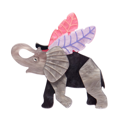 Untamed Elegance Collection "Pachyderm Dream" Art Deco inspired layered resin elephant brooch