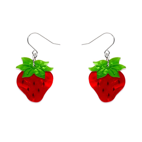 "Darling Strawberry" layered resin dangle earrings