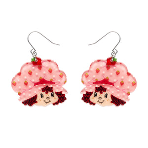 pair of "Big Adorable Strawberry Smile" Strawberry Shortcake character head layered resin dangle earrings