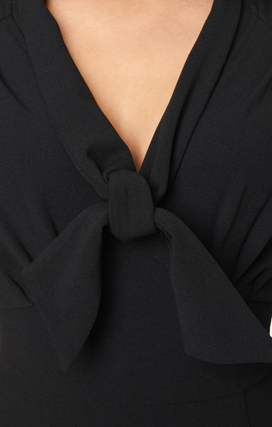 Bodice tie neck detail shown in close up