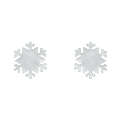 pair snowflake shaped post earrings in white ripple 100% Acrylic resin