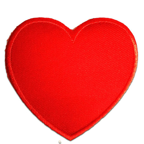 red canvas heart-shaped patch with red stitched edge