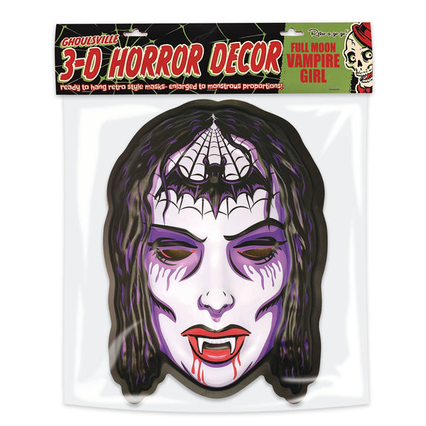 Ghoulsville "Full Moon Vampire Girl" vacu-form plastic wall decor mask