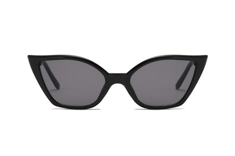 shiny black plastic frame cat-eye sunglasses with dark smike lens