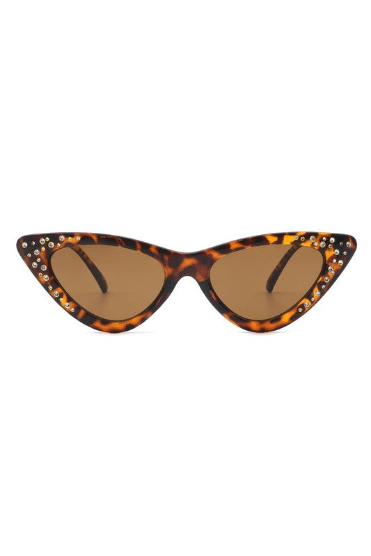 tortoise shell cat eye sunglasses embellished with sparkly rhinestones