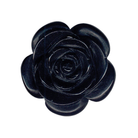 1.75" round Black Rose brooch in poly resin made to mimic vintage Bakelite