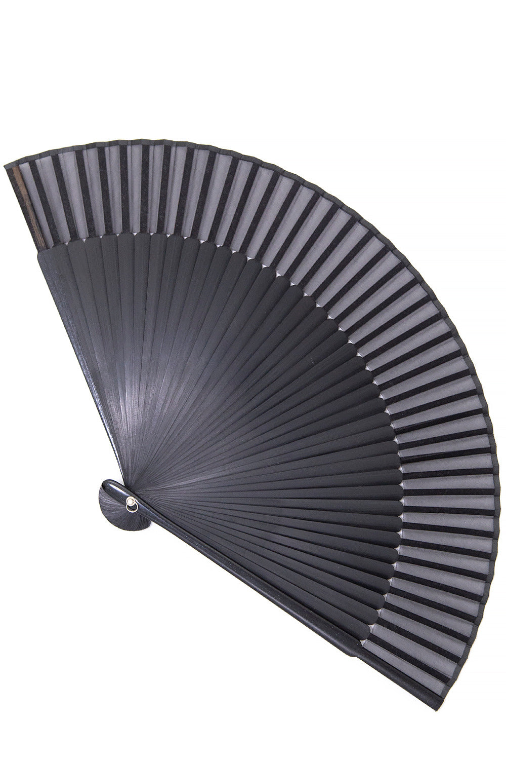 "Victoria" black fabric folding fan with black bamboo wood ribs