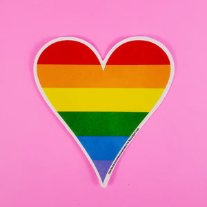 Rainbow stripe Pride heart die-cut vinyl sticker