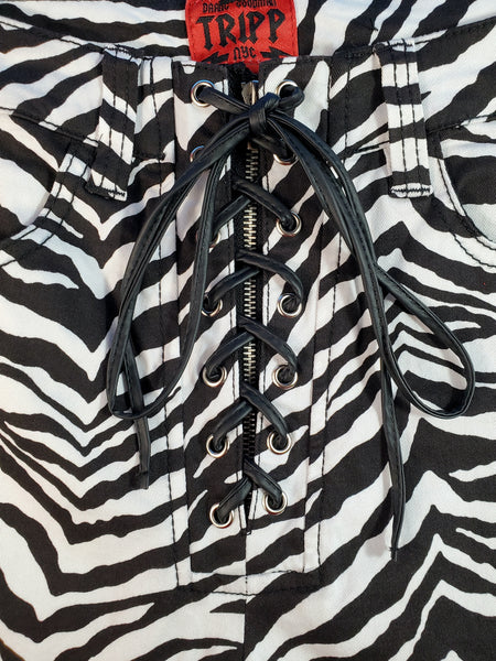 Lace-Up Skinny Zebra Pants by Tripp NYC