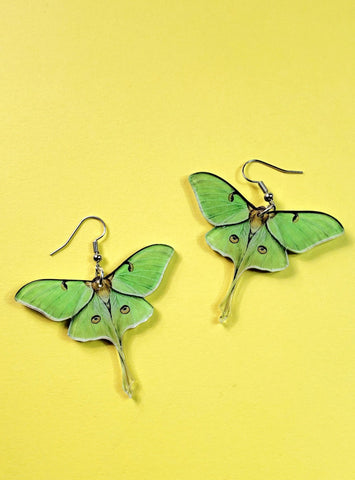 Acrylic Luna Moth Dangle Earrings