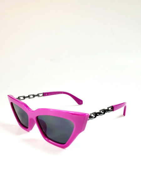 Cable Chain Arm Cat-Eye Sunglasses - Magenta