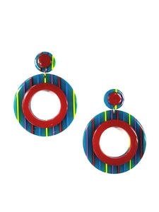 Acrylic Striped Drop Hoop Earrings
