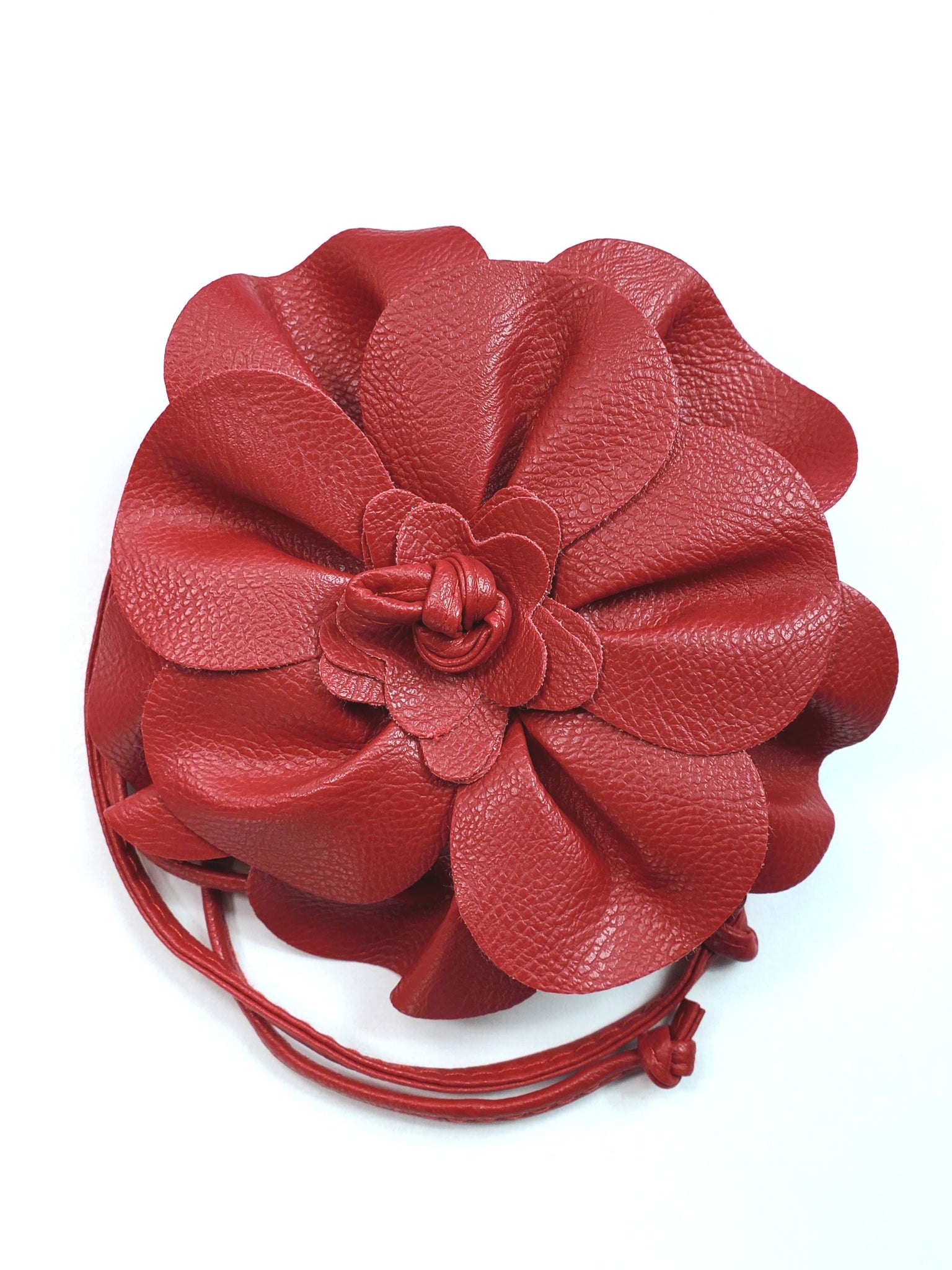 Red Faux Leather Flower Tie Belt