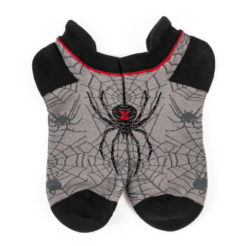 Black Widow Spider and webs design on soft stretch cotton blend ankle socks