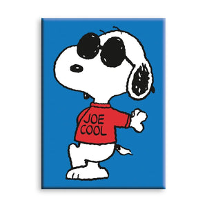 Rectangular magnet of Snoopy as Joe Cool against a bright blue background 