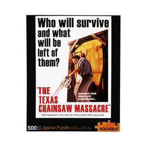 500-piece jigsaw puzzle featuring the poster for the 1974 horror classic The Texas Chainsaw Massacre