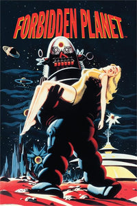 Classic 1956 sci-fi movie Forbidden Planet 24" x 36" illustrated color poster featuring Robbie the Robot