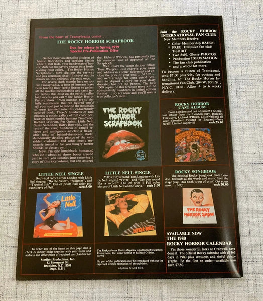 Back cover of Rocky Horror official poster magazine