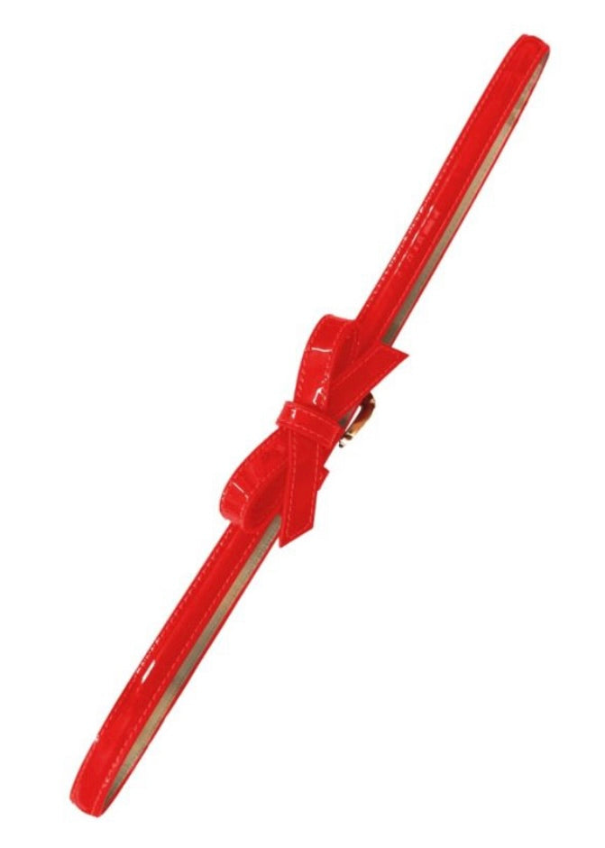 Red patent bow belt by Banned Apparel 