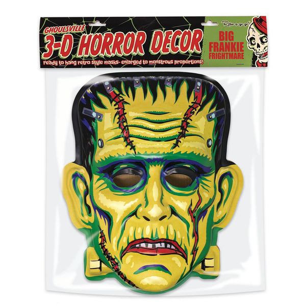 Ghoulsville glow-in-the-dark "Big Frankie Frightmare" vac-form plastic wall decor mask