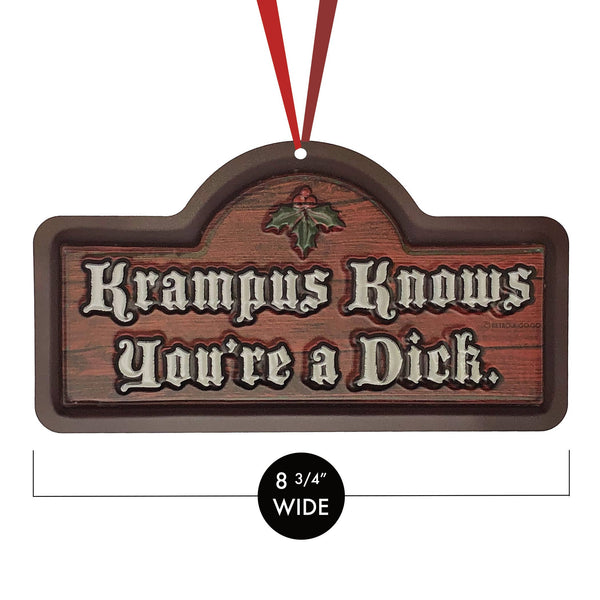 "Krampus Knows You're a Dick" text vacu-form plastic plaque