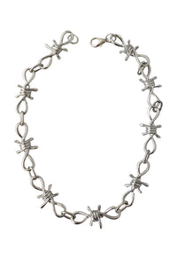 19” linked barbed wire link necklace