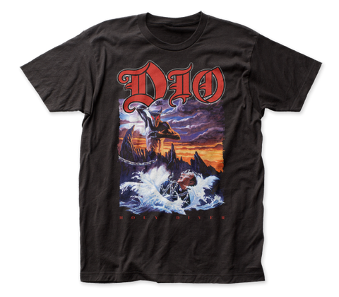 A black t shirt with an image from Dior’s Holy Diver album in color 