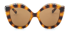 tortoise shell plastic frame embellished sunglasses with smoke lens