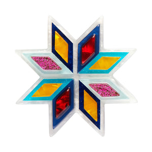 Modern Holiday Collection "Make My Wish Come True" layered resin eight-pointed Nordic star brooch