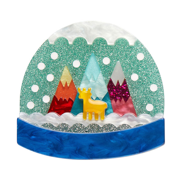 Modern Holiday Collection "It's Cold Outside" layered resin snowdome brooch