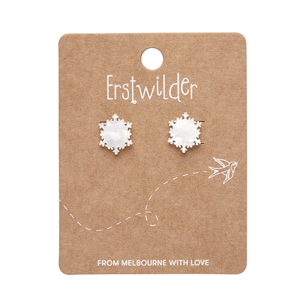 pair snowflake shaped post earrings in bright white ripple texture 100% Acrylic resin