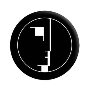 Black & white Bauhaus logo 1.25" round metal pinback button 