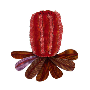 Erstwilder x Jocelyn Proust Collaboration Collection "Bushy Blush" multi browns and rust layered resin banksia cone brooch