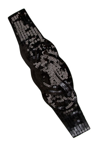 black sequin elastic waist belt