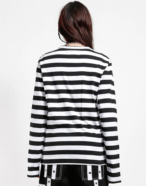 Tripp NYC Long Sleeve Striped Shirt - Black & White