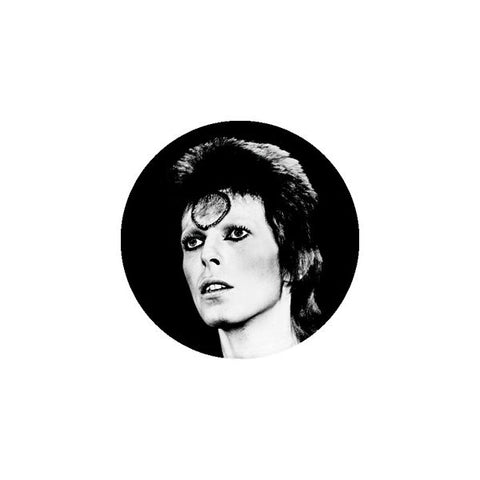 1.5" round David Bowie as Ziggy Stardust Mick Rock portrait Black & White Metal Button