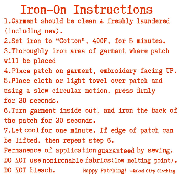 "iron on instructions" info graphic
