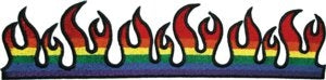 Embroidered rainbow stripe flame strip patch